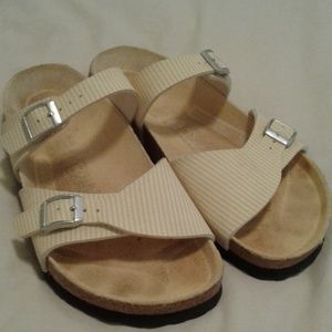 Cute yellow and white Birkenstocks